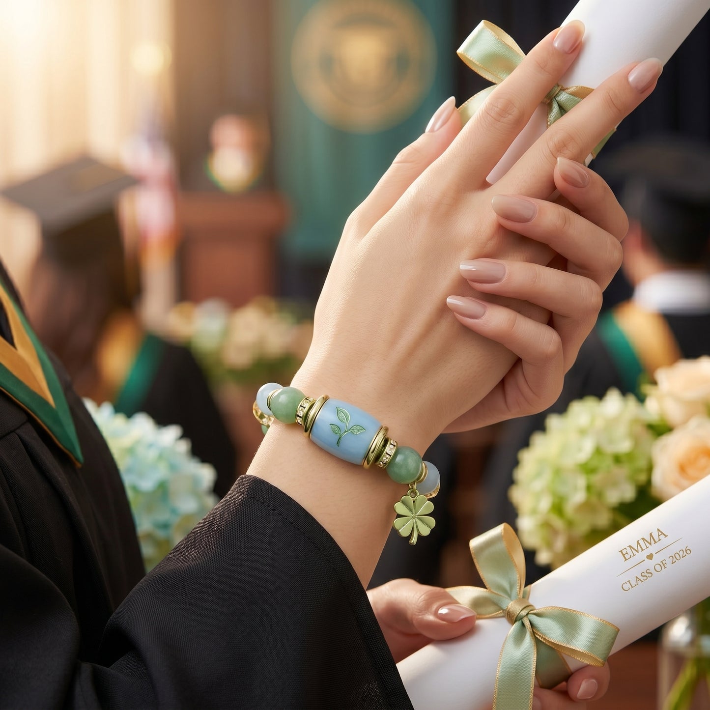 🔥 Limited-time 60% off Graduation Season Sale 🎁🎓 Personalized Graduation Crystal Beaded Bracelet for Her