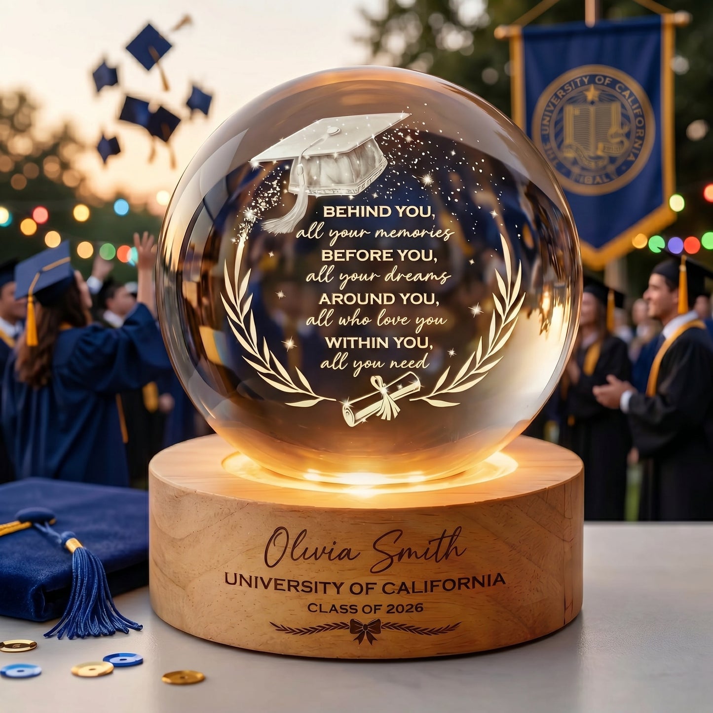 🔥 Limited-time 50% off Graduation Season Sale 🎁Personalized Graduation Crystal Ball Night Light
