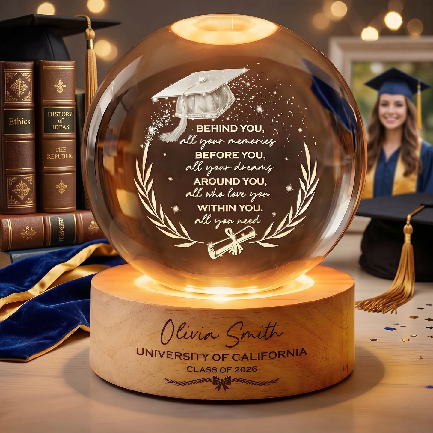 🔥 Limited-time 50% off Graduation Season Sale 🎁Personalized Graduation Crystal Ball Night Light