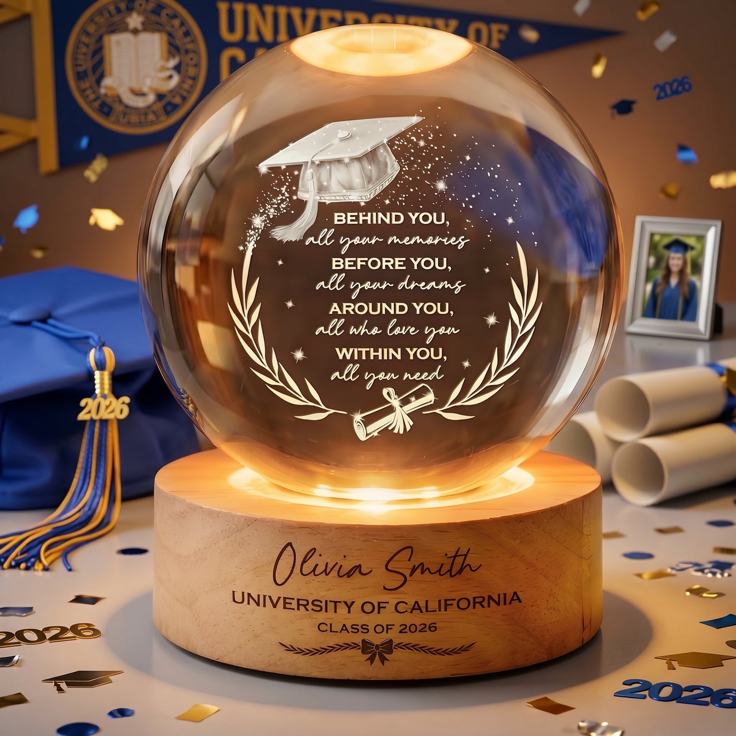 🔥 Limited-time 50% off Graduation Season Sale 🎁Personalized Graduation Crystal Ball Night Light
