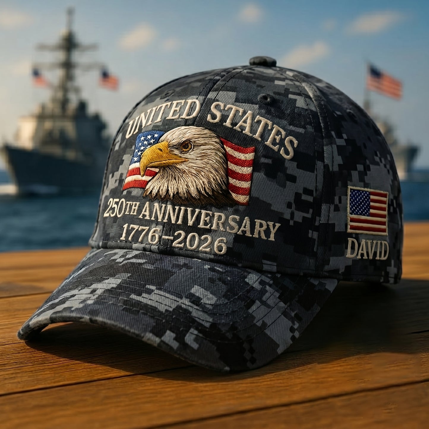 Personalized USA 250th Anniversary Digital Camo Cap