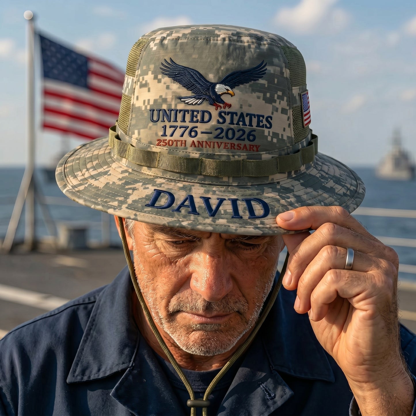 🎖️ Personalized ACU Camo Boonie Hat – 250th Anniversary Edition