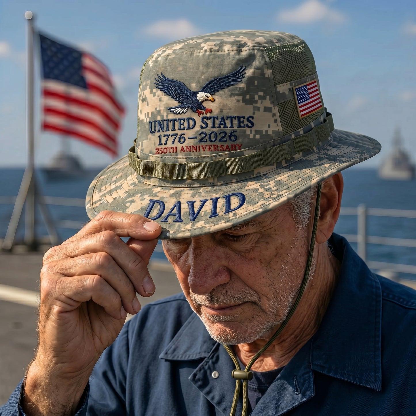 🎖️ Personalized ACU Camo Boonie Hat – 250th Anniversary Edition