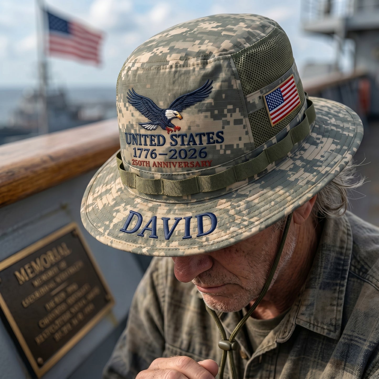 🎖️ Personalized ACU Camo Boonie Hat – 250th Anniversary Edition