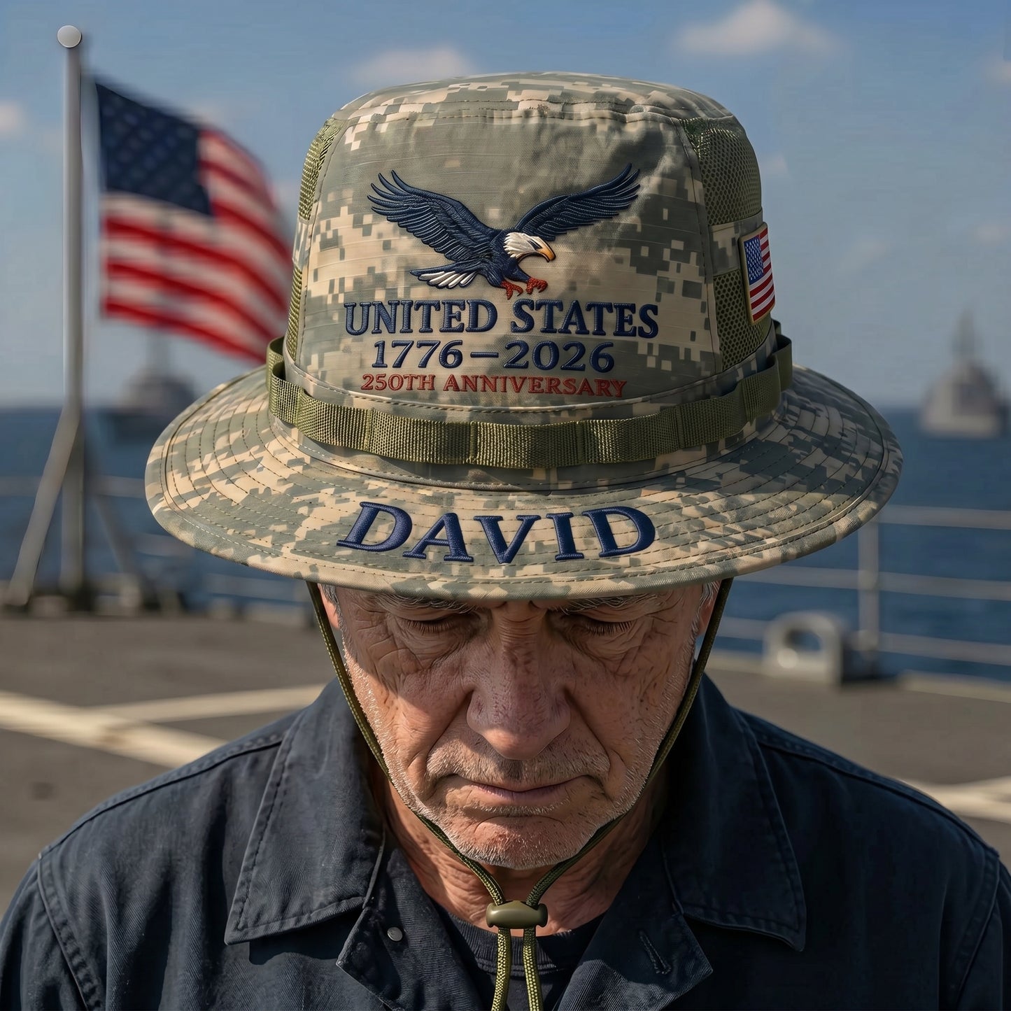 🎖️ Personalized ACU Camo Boonie Hat – 250th Anniversary Edition
