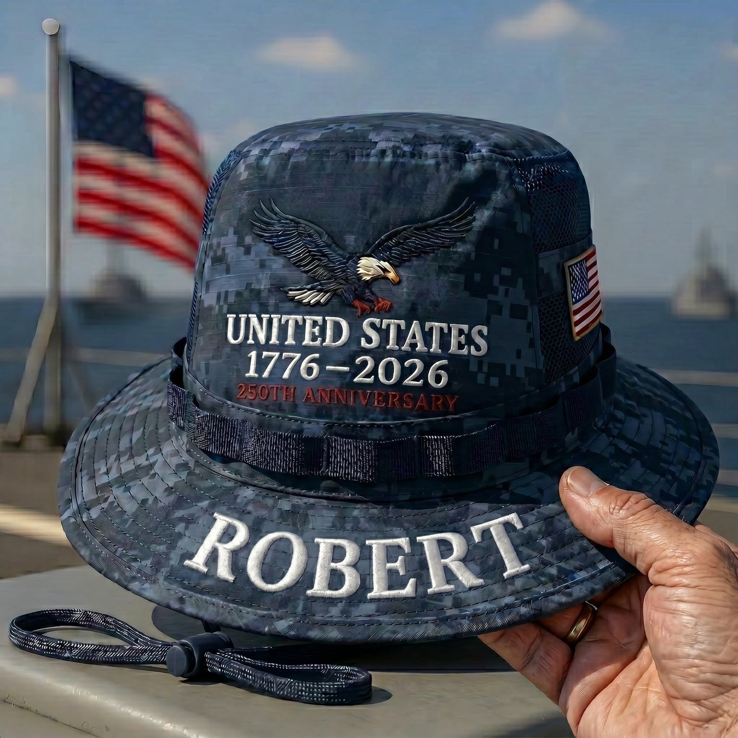 🎖️ Personalized ACU Camo Boonie Hat – 250th Anniversary Edition