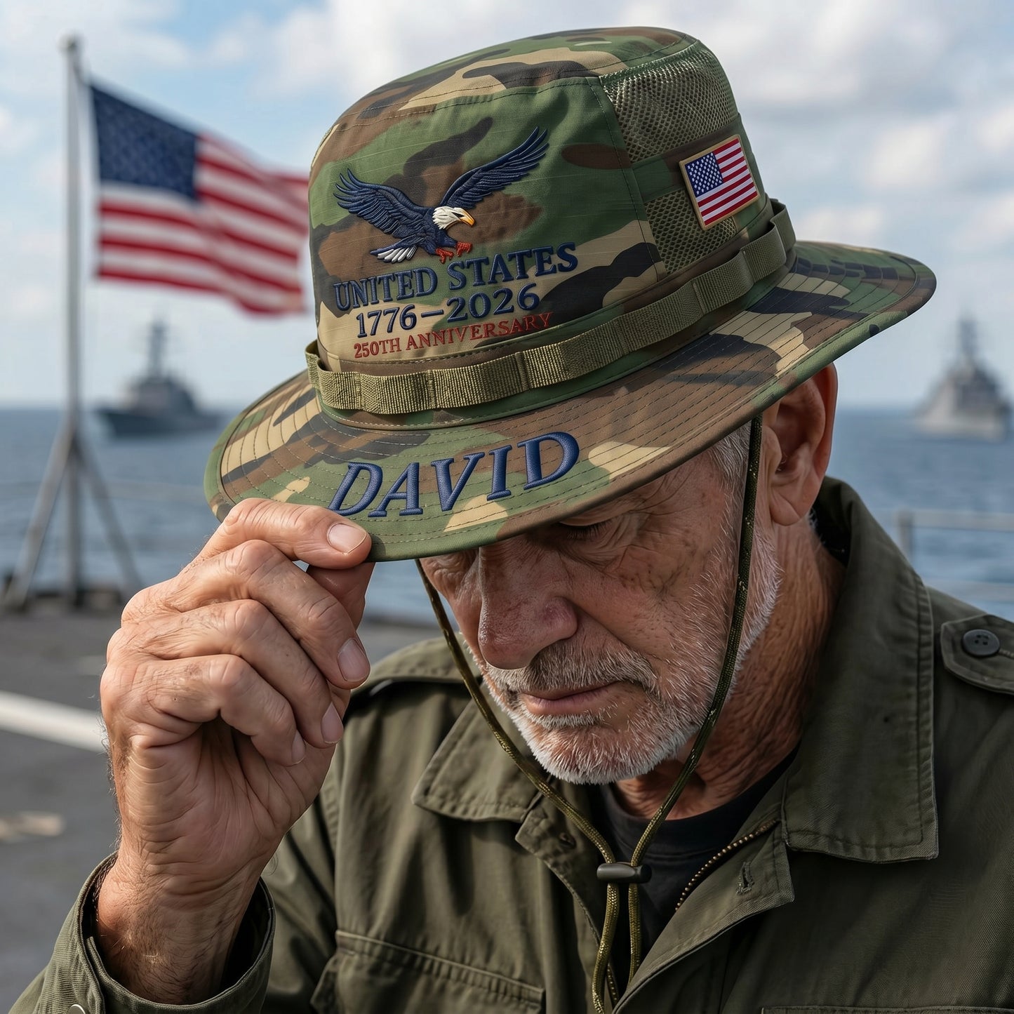 🎖️ Personalized ACU Camo Boonie Hat – 250th Anniversary Edition