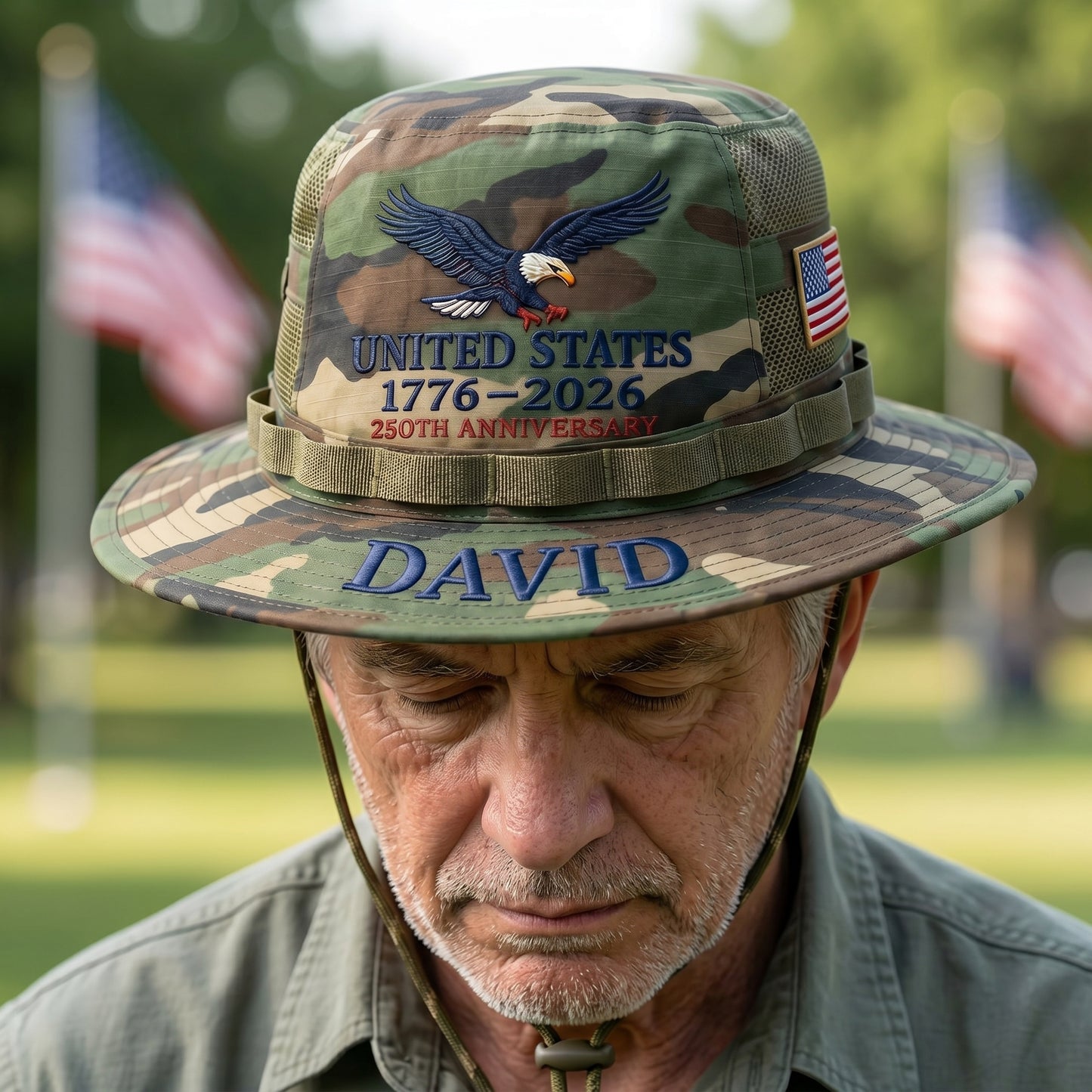 🎖️ Personalized ACU Camo Boonie Hat – 250th Anniversary Edition