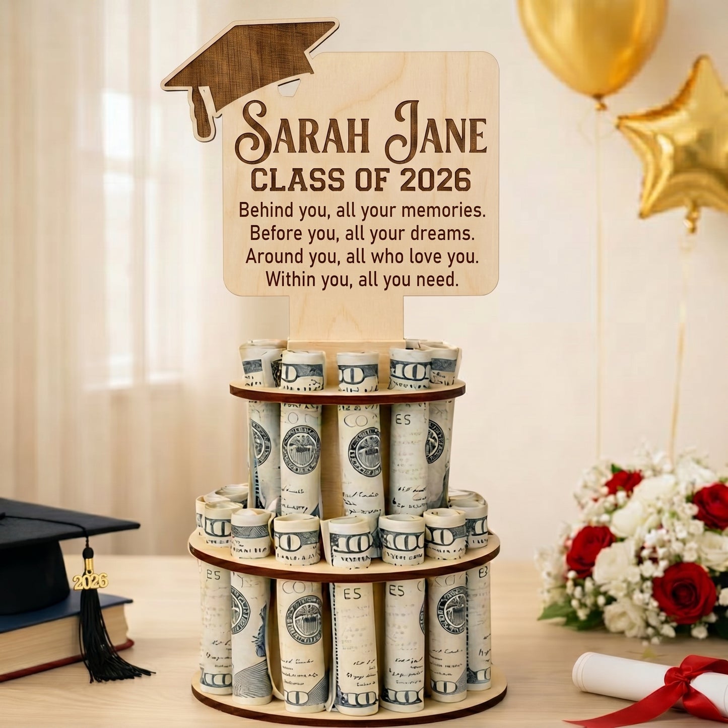 Personalized Graduation Money Cake Holder – Class of 2026