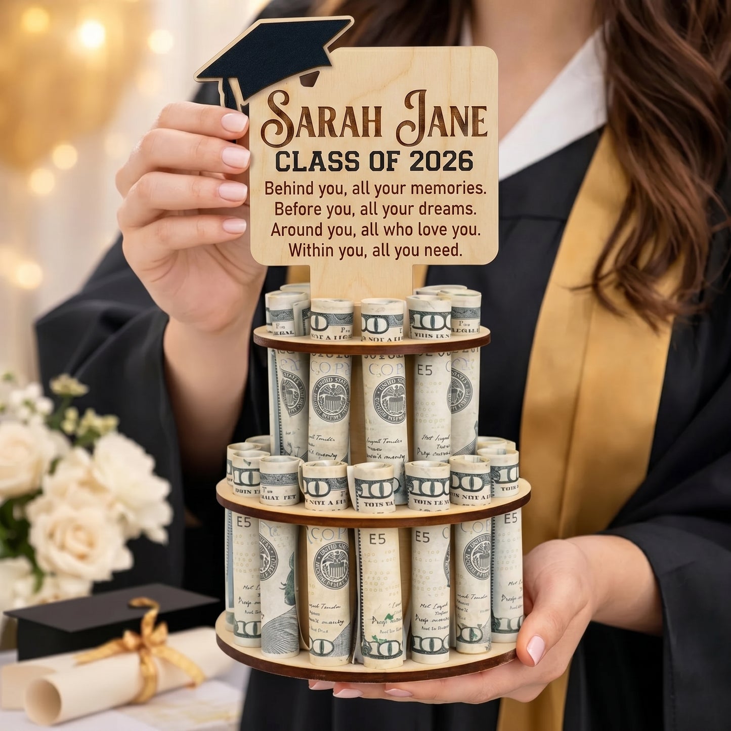 Personalized Graduation Money Cake Holder – Class of 2026