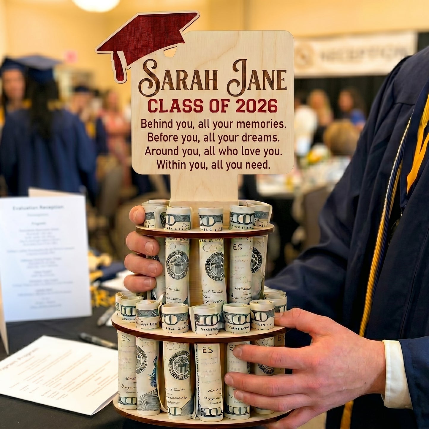 Personalized Graduation Money Cake Holder – Class of 2026