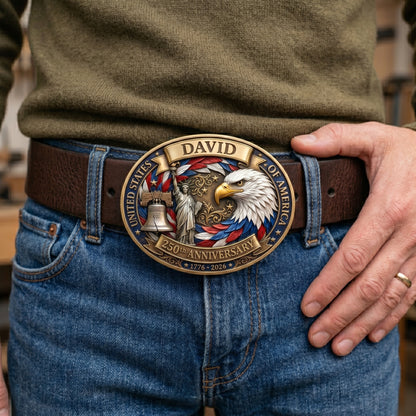 🦅 Personalized 250th USA Anniversary Belt Buckle