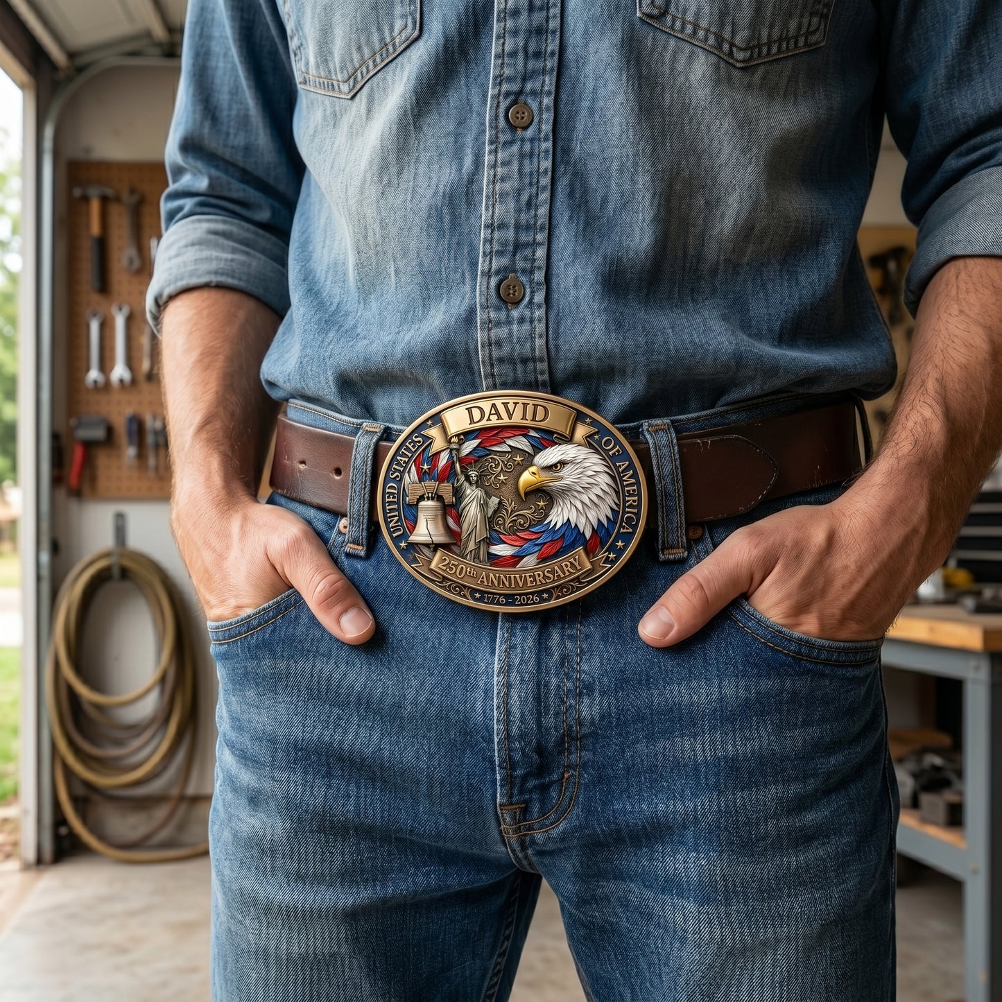 🦅 Personalized 250th USA Anniversary Belt Buckle