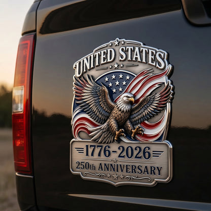 🦅250th Anniversary Metal Flag Emblem – Timeless Patriotism for Your Ride