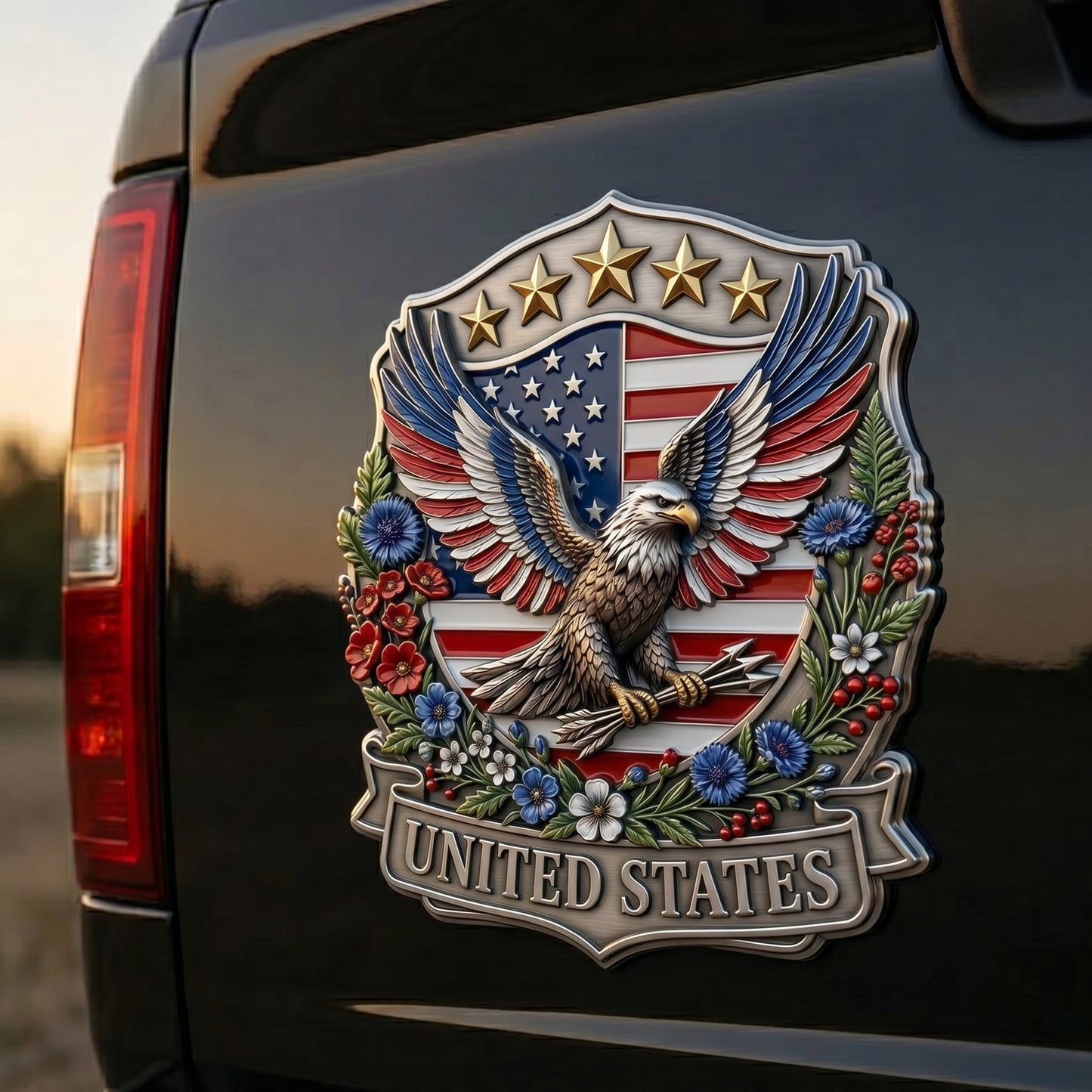 🦅250th Anniversary Metal Flag Emblem – Timeless Patriotism for Your Ride