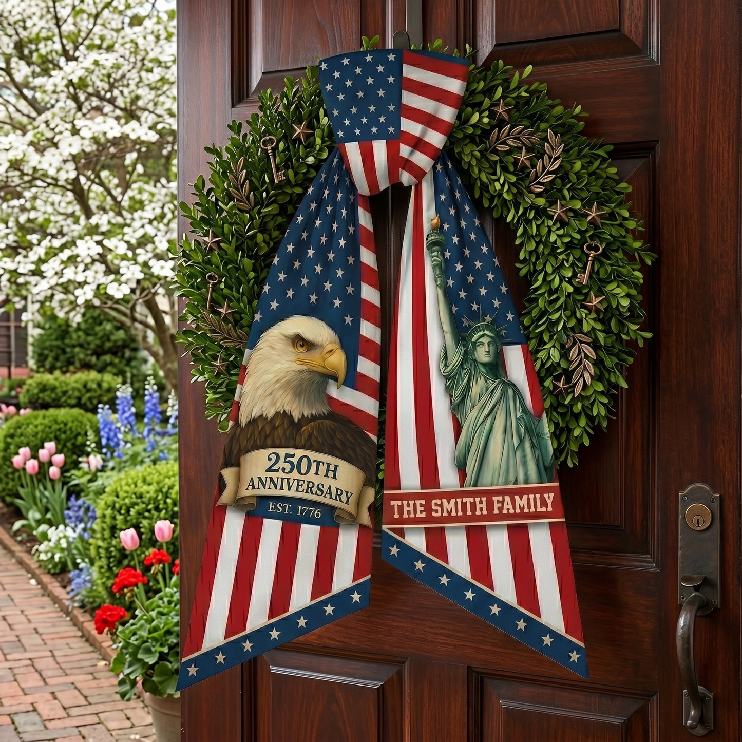 Personalized USA 250th Anniversary Wreath Sash