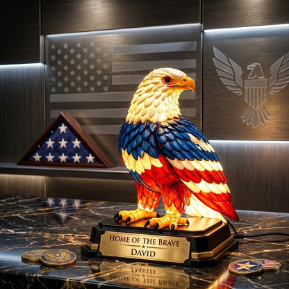 Personalized "Home of the Brave" Eagle Statue Night Light