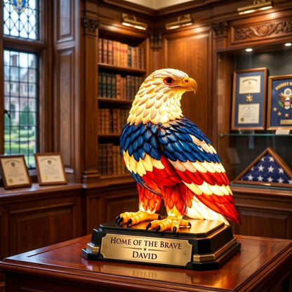 Personalized "Home of the Brave" Eagle Statue Night Light