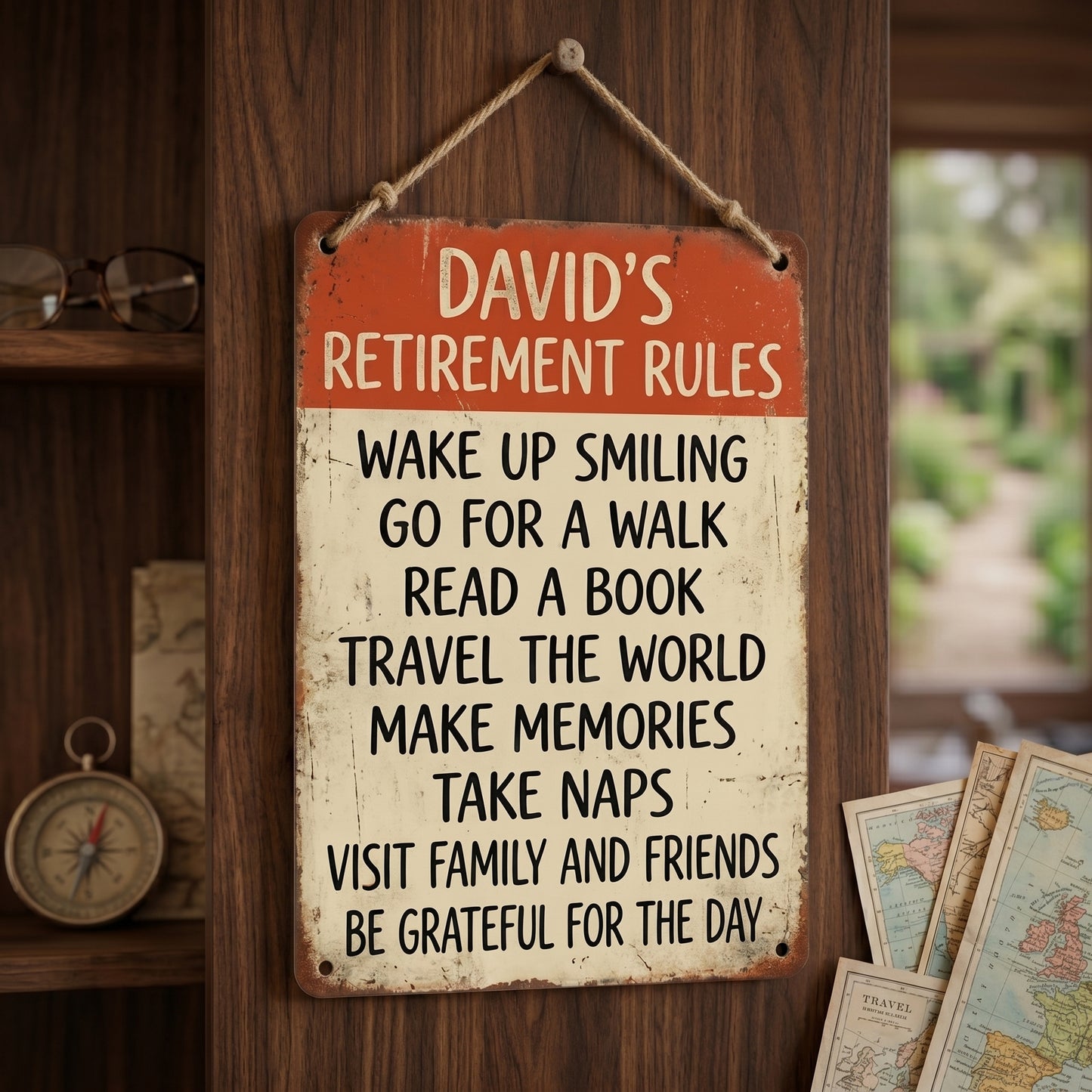 🏡 Personalized Retirement Rules Sign – Inspirational Wall Decor
