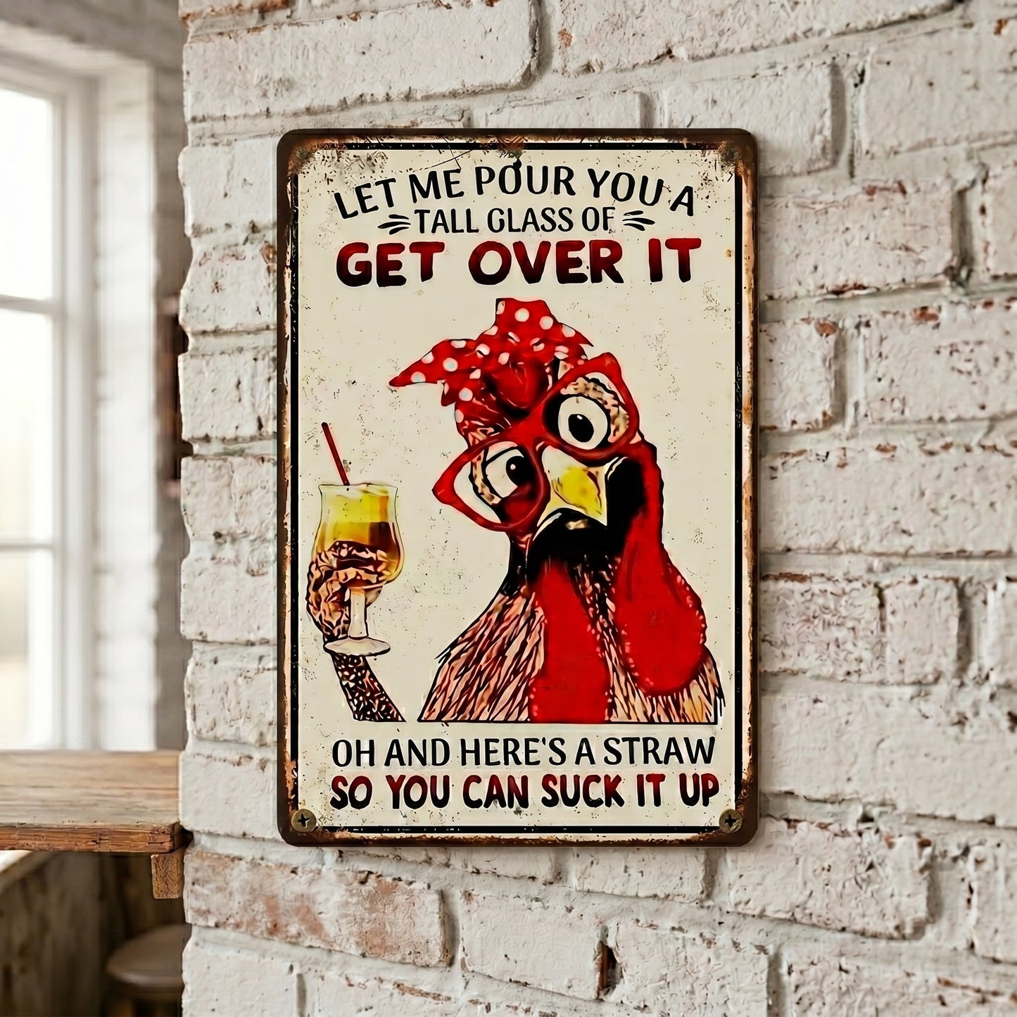 Funny "Get Over It" Metal Sign