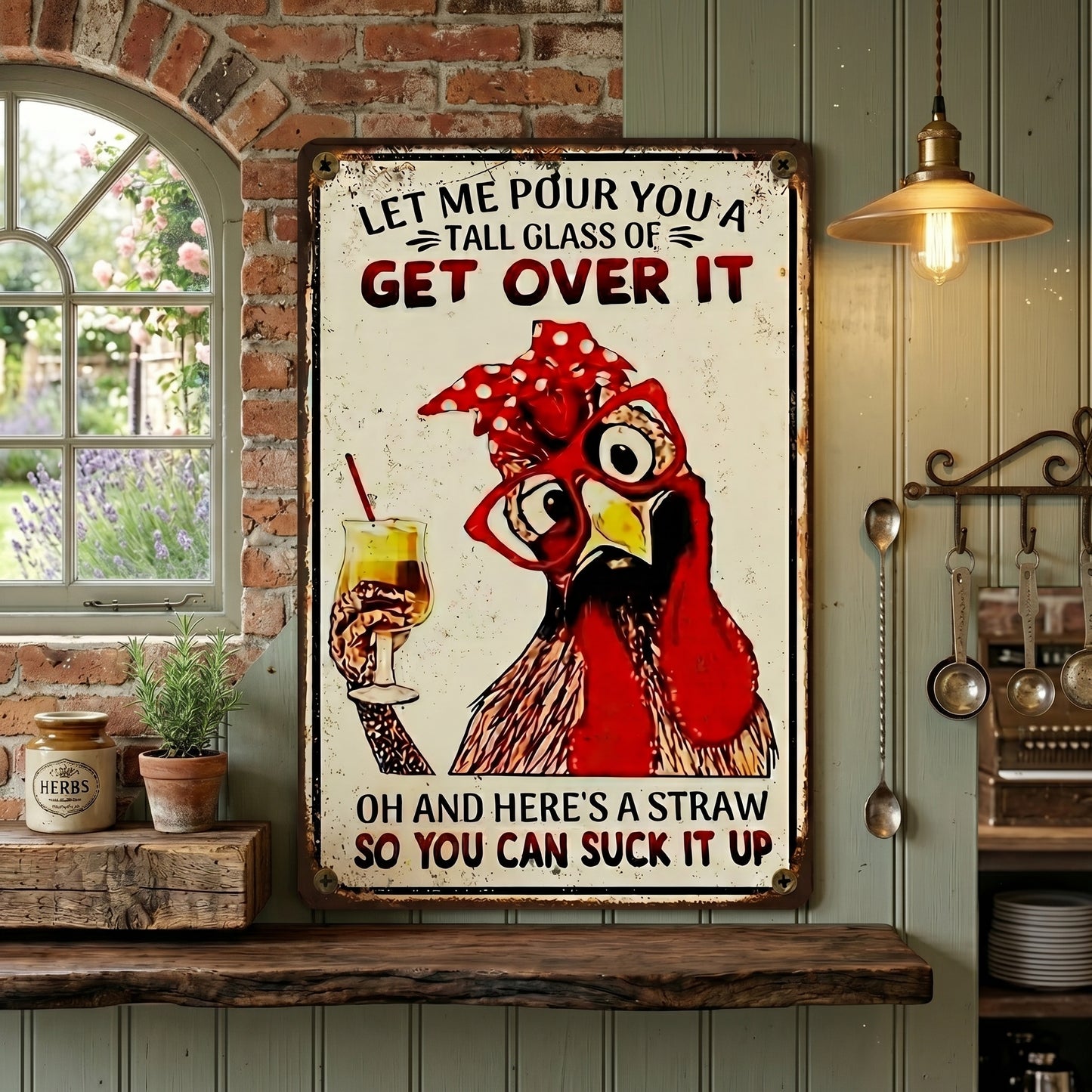 Funny "Get Over It" Metal Sign