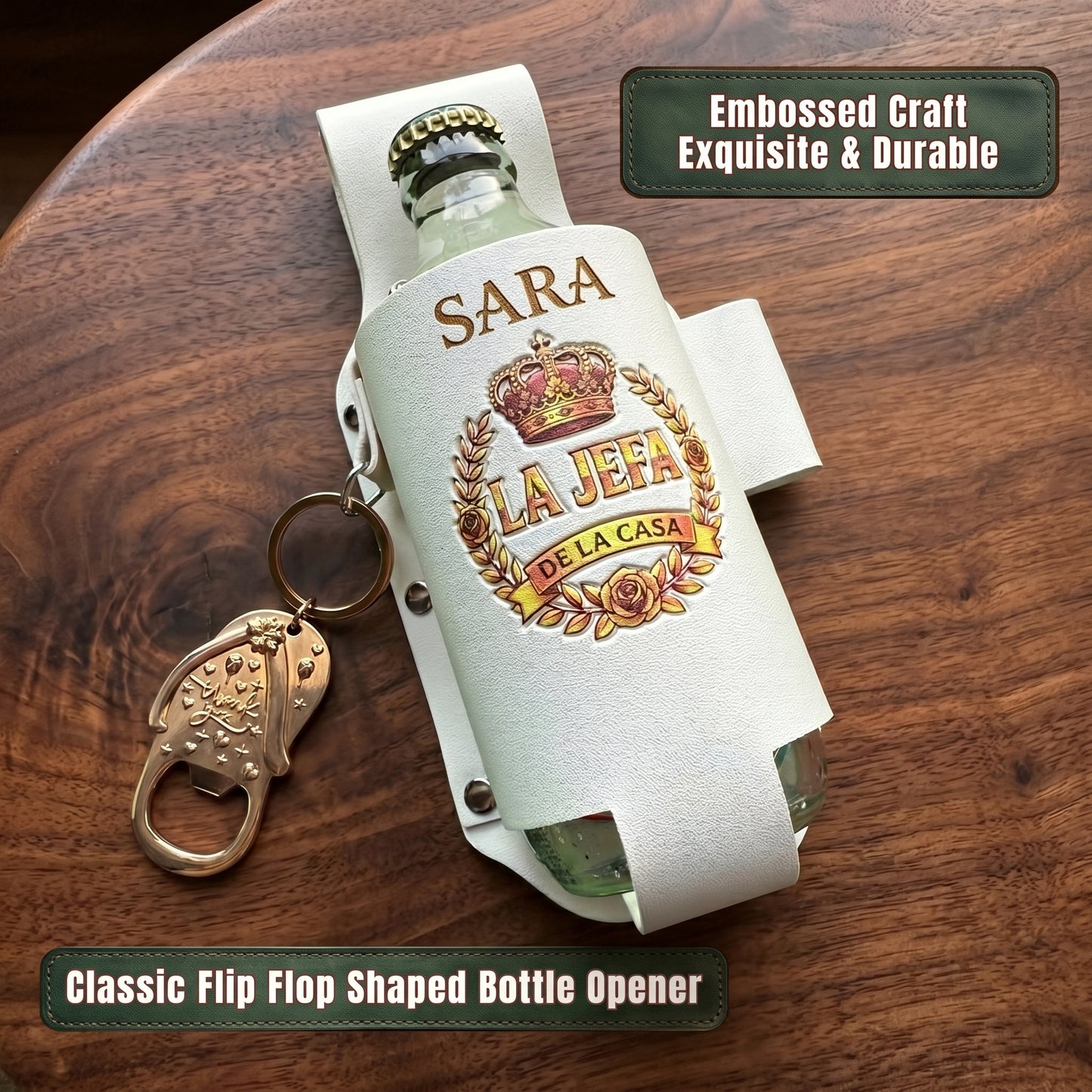 Personalized "El Jefe & La Jefa" Leather Drink Holster