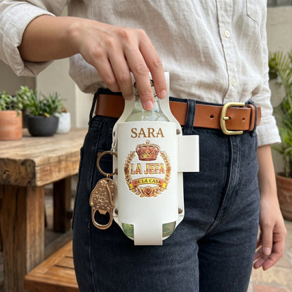 Personalized "El Jefe & La Jefa" Leather Drink Holster