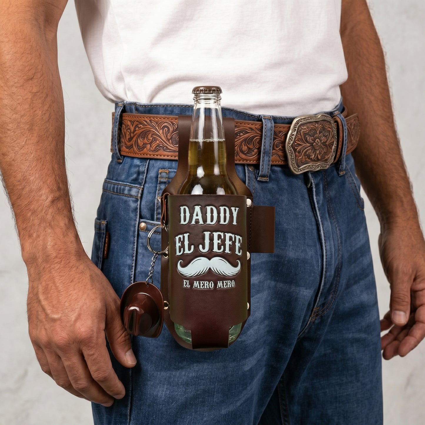 Personalized "El Jefe & La Jefa" Leather Drink Holster