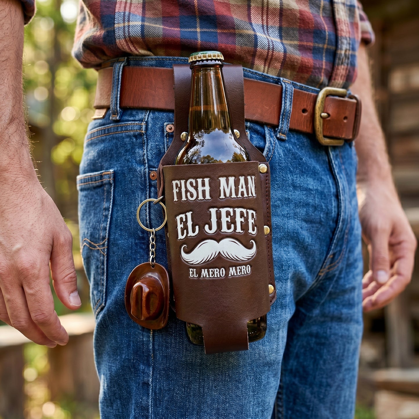 Personalized "El Jefe & La Jefa" Leather Drink Holster