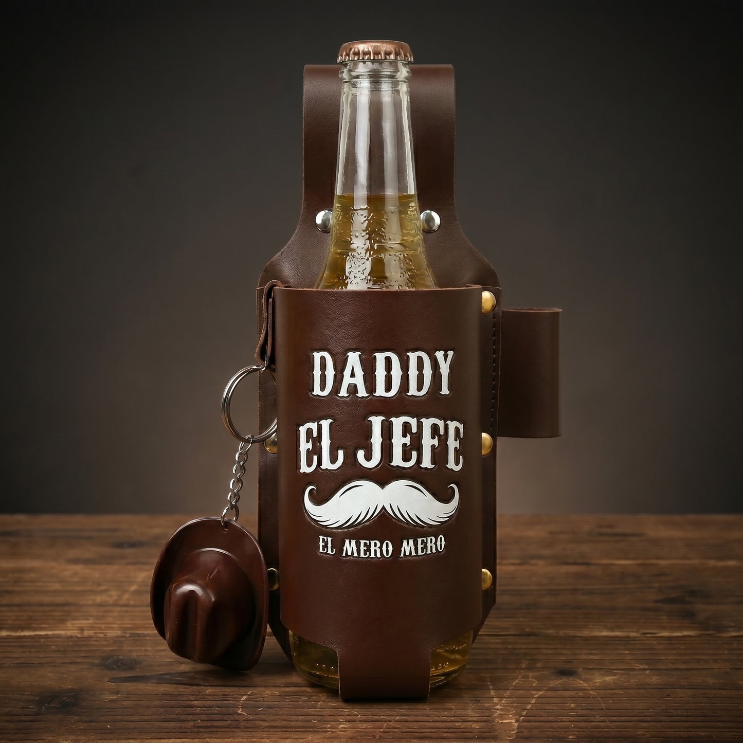 Personalized "El Jefe & La Jefa" Leather Drink Holster