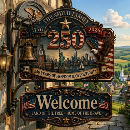 Personalized USA 250th Anniversary Welcome Sign
