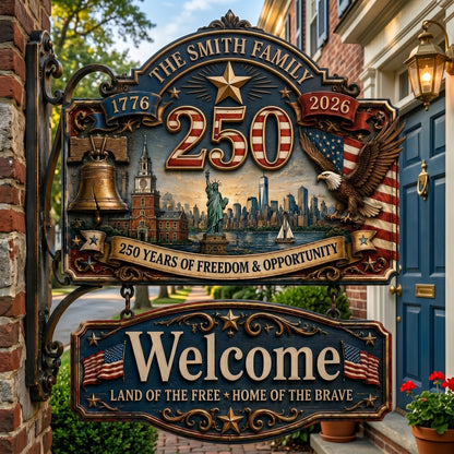Personalized USA 250th Anniversary Welcome Sign