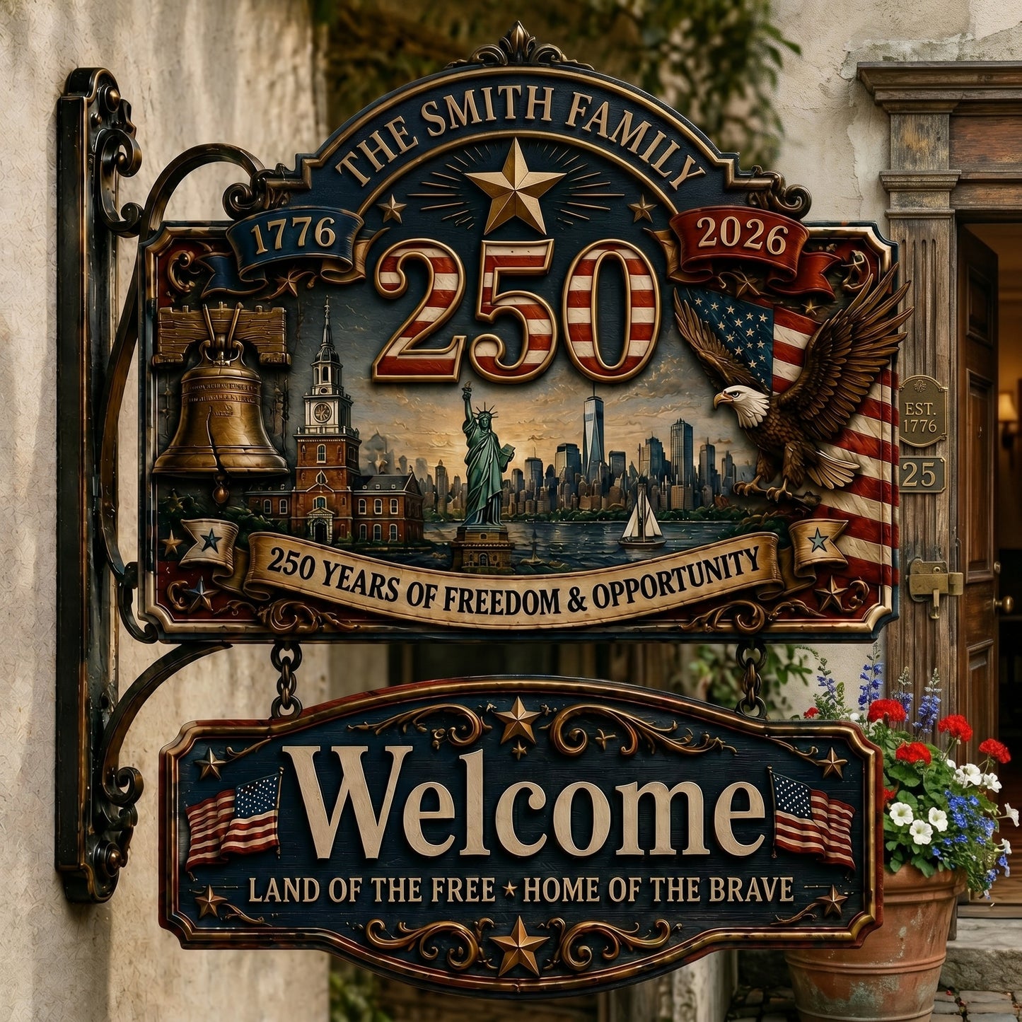Personalized USA 250th Anniversary Welcome Sign