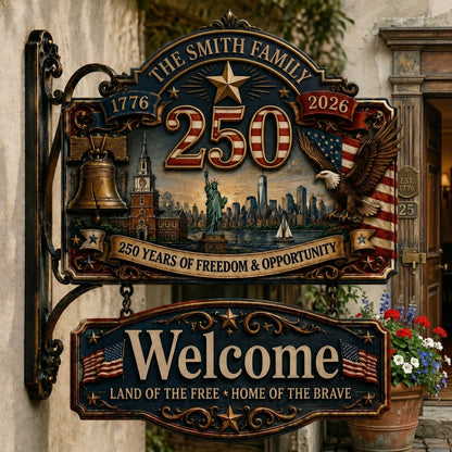Personalized USA 250th Anniversary Welcome Sign