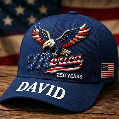 Personalized 'Merica 250 Years Patriotic Eagle Cap