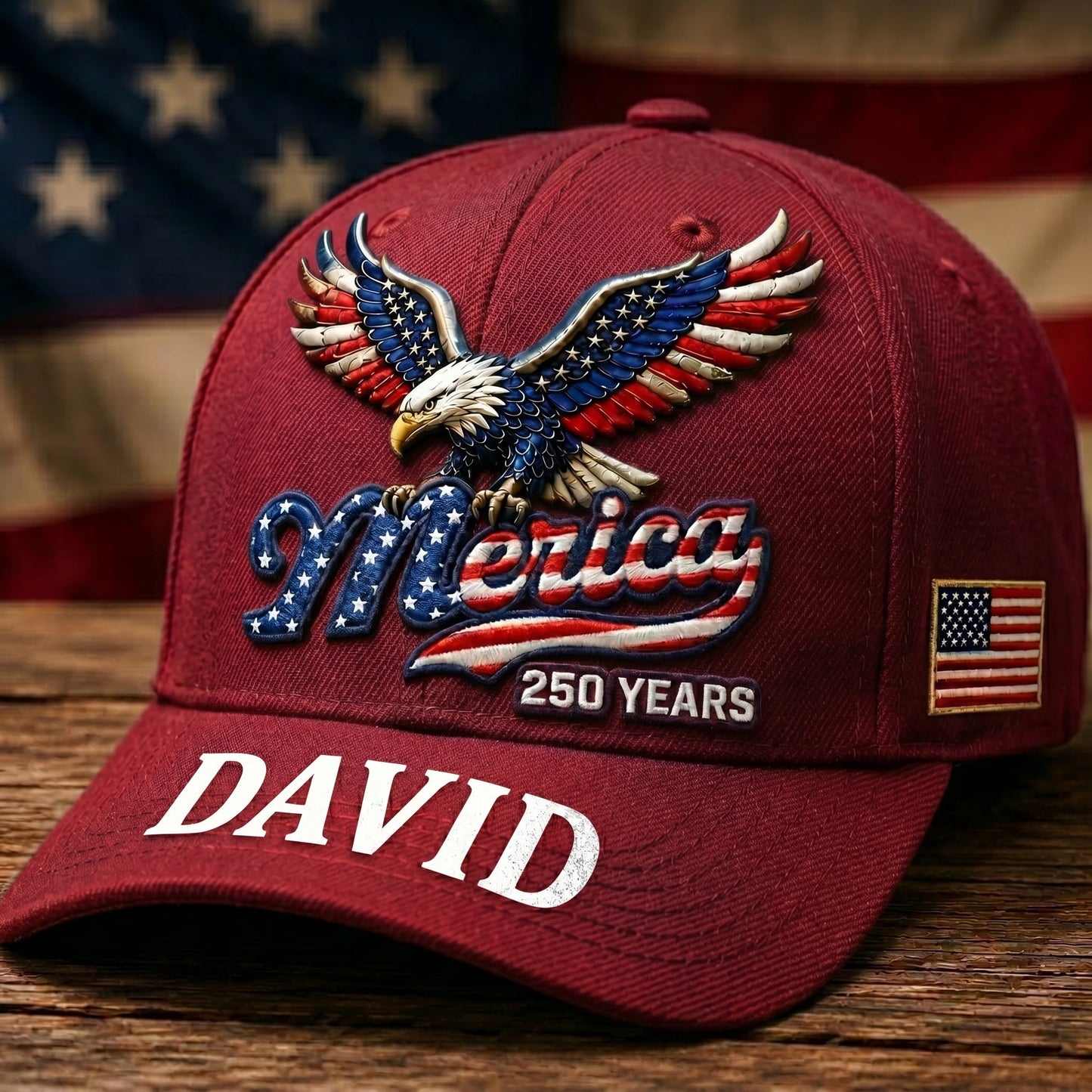 Personalized 'Merica 250 Years Patriotic Eagle Cap