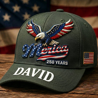 Personalized 'Merica 250 Years Patriotic Eagle Cap