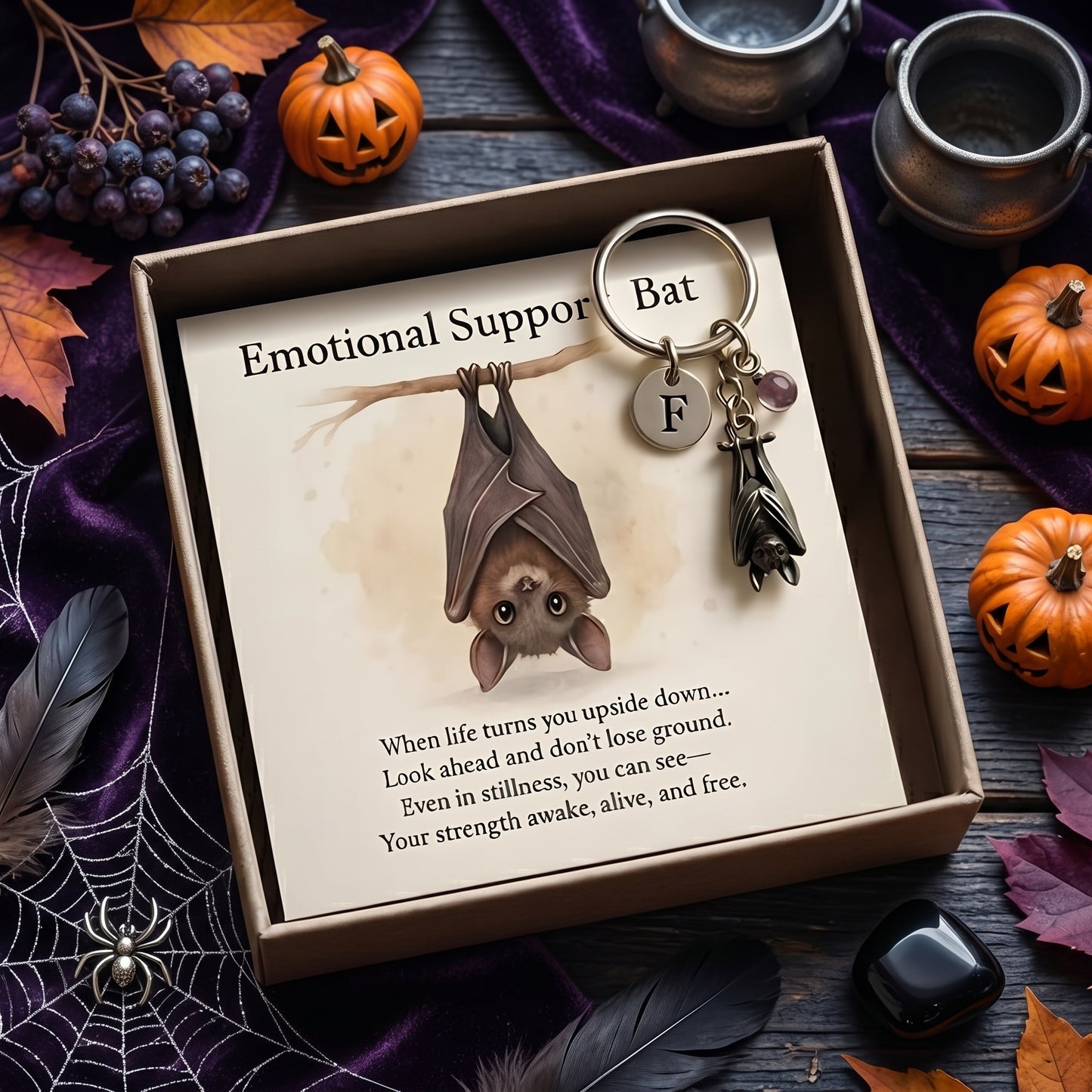 🦇 Personalized Emotional Support Bat Keychain – Your Pocket-Sized Anchor