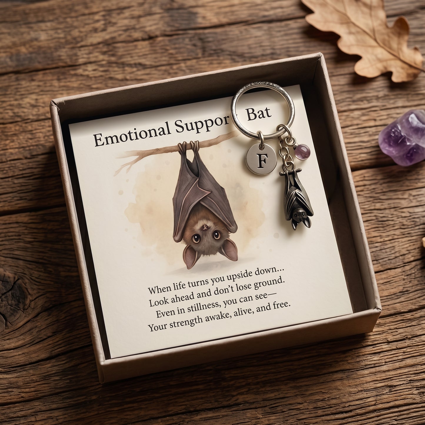 🦇 Personalized Emotional Support Bat Keychain – Your Pocket-Sized Anchor