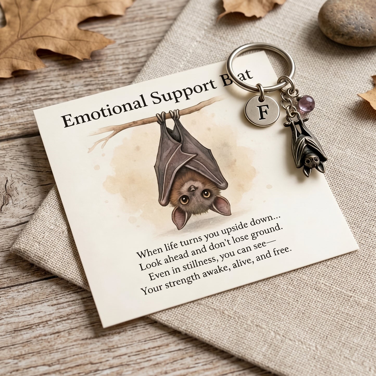 🦇 Personalized Emotional Support Bat Keychain – Your Pocket-Sized Anchor
