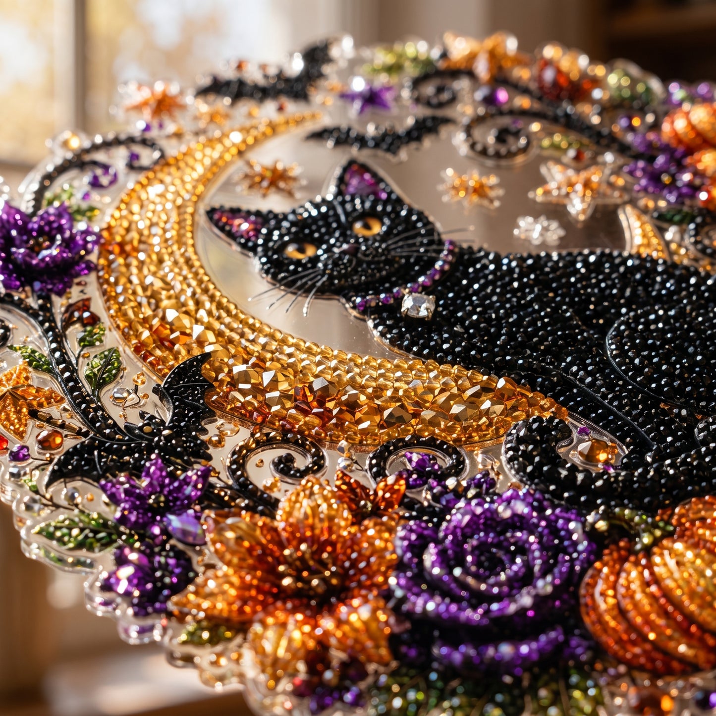 🐈🎃Halloween Black Cat Moon Diamond Art Hanging Ornament – DIY Sparkling Décor Kit