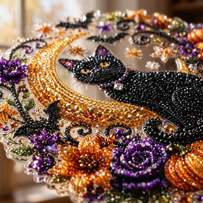 🐈🎃Halloween Black Cat Moon Diamond Art Hanging Ornament – DIY Sparkling Décor Kit