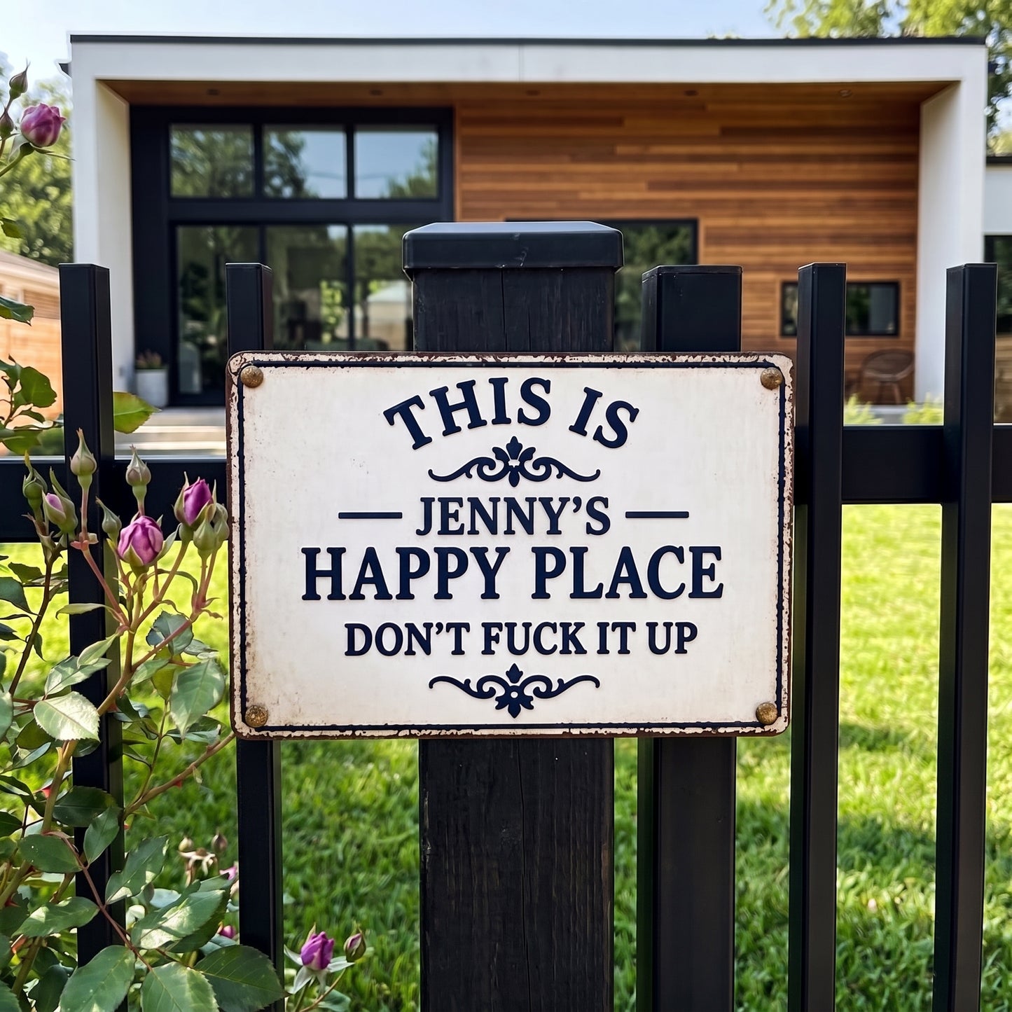 Custom "My Happy Place" Metal Sign