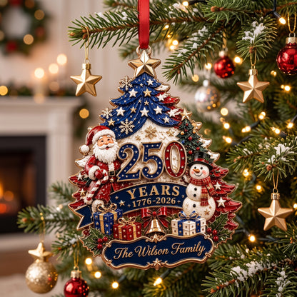 Personalized USA 250 Years Patriotic Christmas Ornament