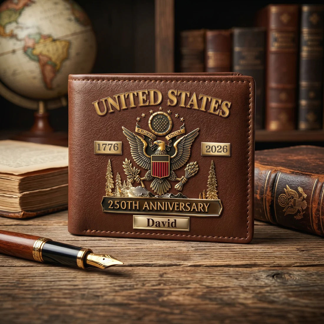 Personalized U.S. Army 250th Anniversary Leather RFID BLOCKING Wallet（copy）