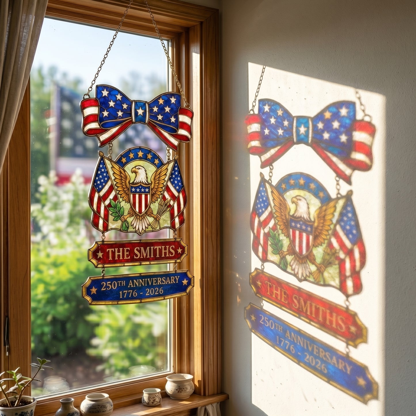 Personalized USA 250th Anniversary Stained Suncatcher