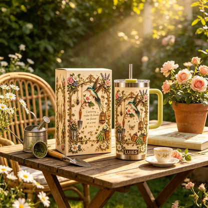 Personalized Gardening Hummingbirds & flowers Tumbler