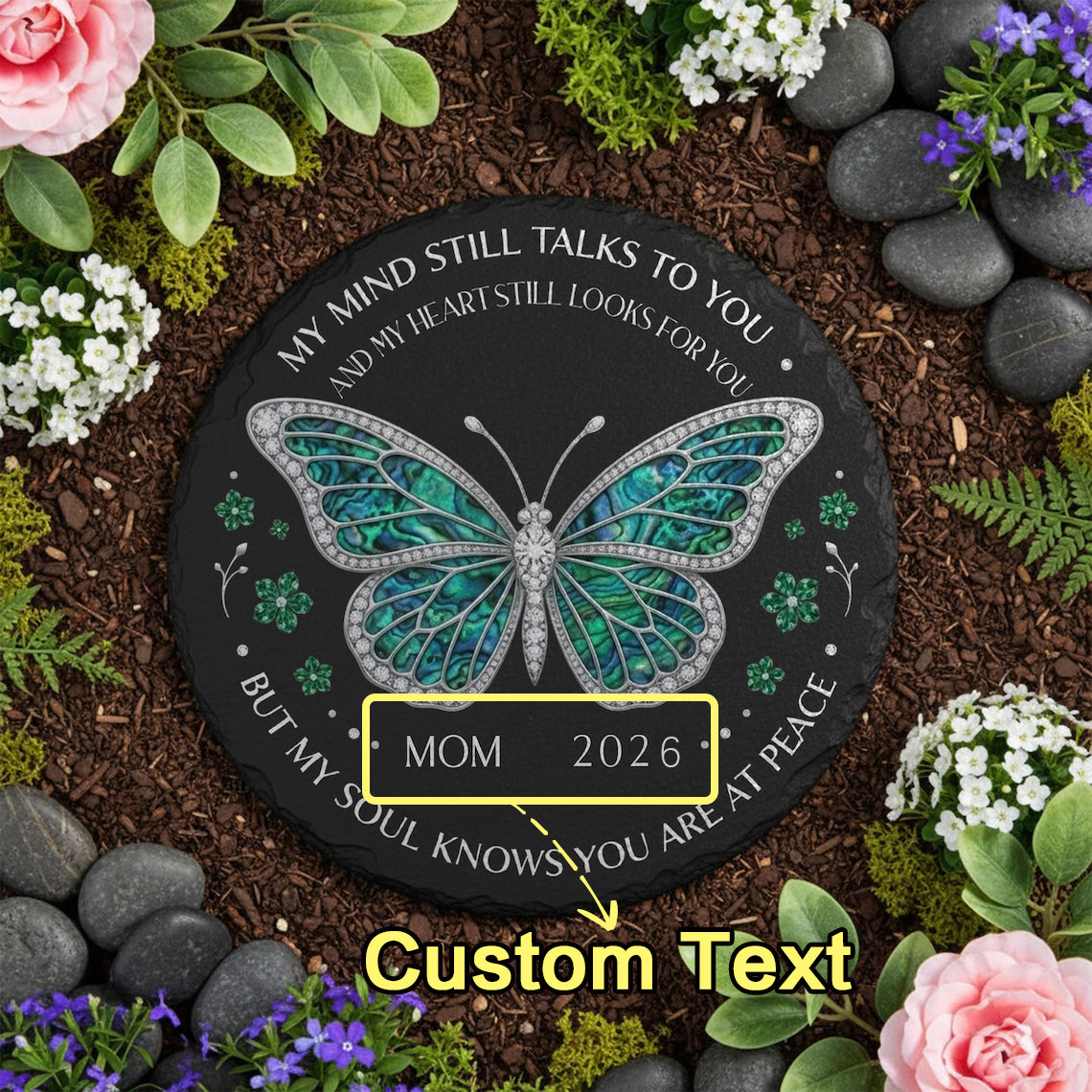 Custom Butterfly Memorial Stone - Personalized Loss Gift, Garden Remembrance Decor