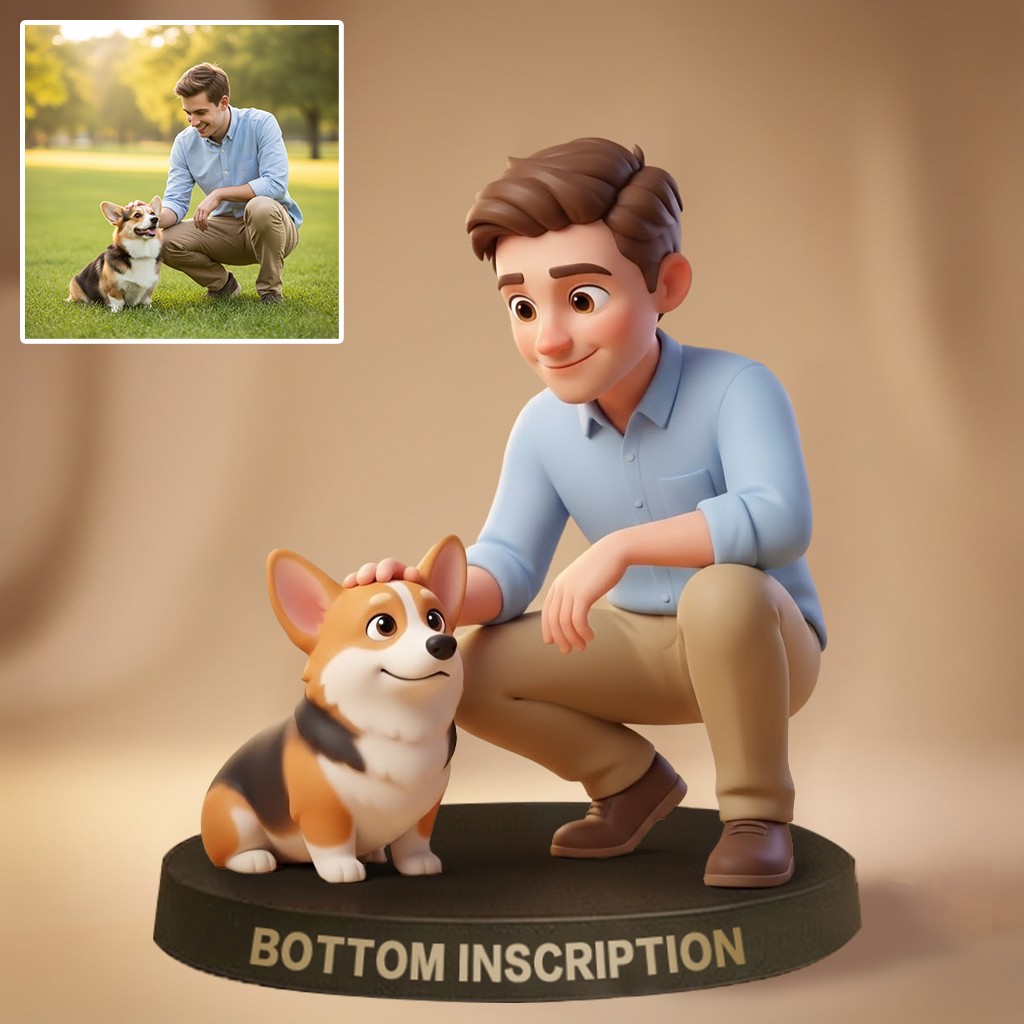Custom Pet Photo Cartoon Style Desk Decor
