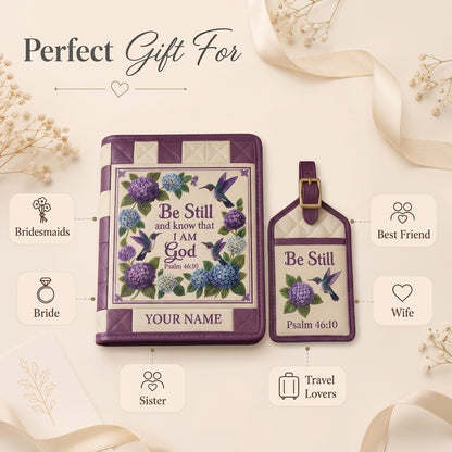 🕊️Personalized Hummingbird Faith Passport Cover & Luggage Tag Gift Set